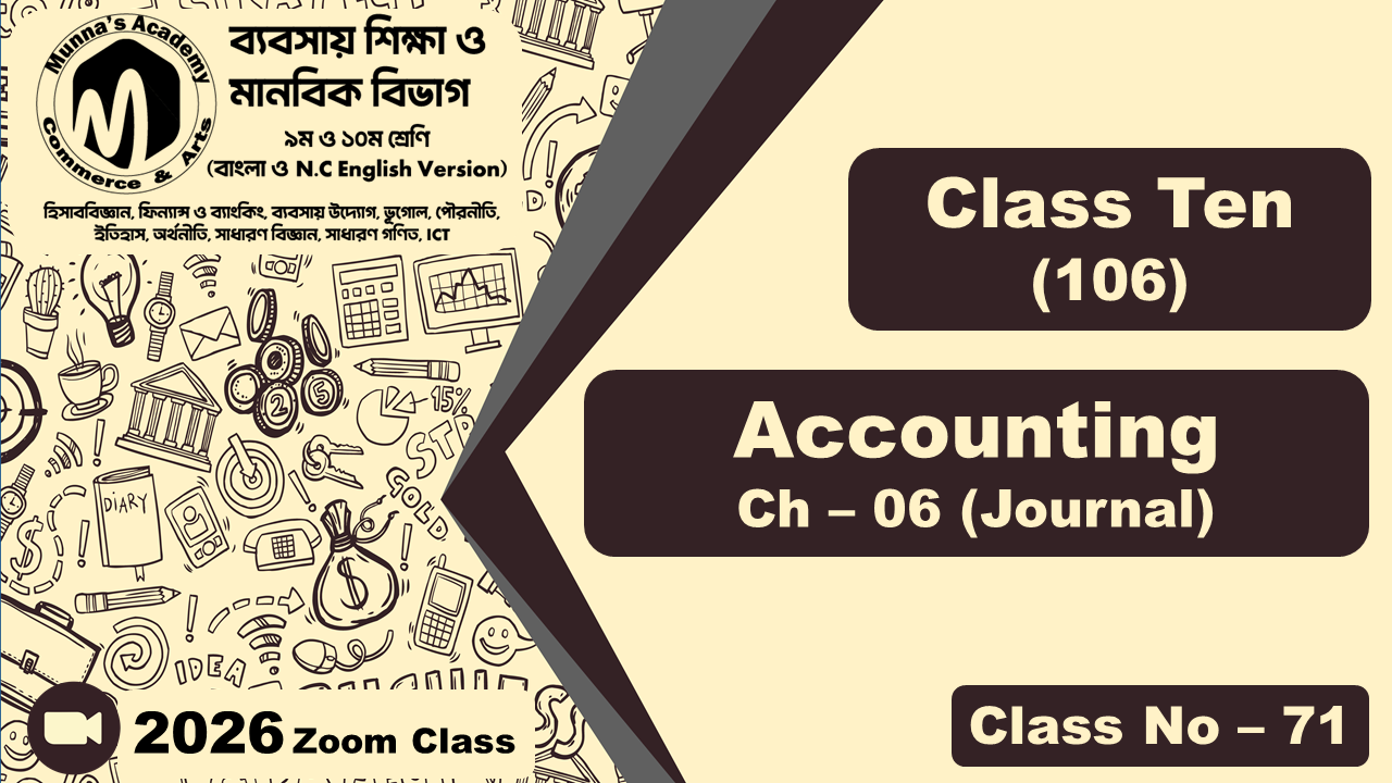 Class Ten - Commerce (N.C - 106) [Class No- 71] Accounting, Ch - 6 (Journal)