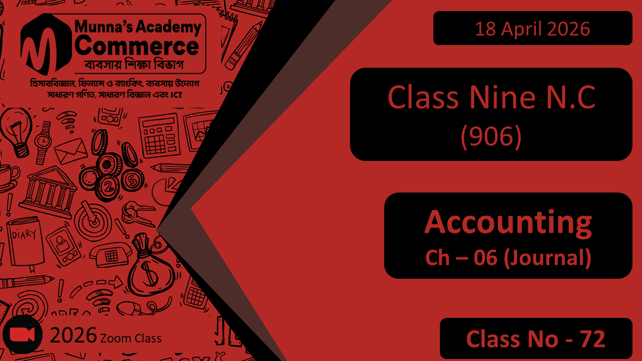 Class Nine - Commerce (N.C - 906) [Class No- 72] Accounting, Ch - 6 (Journal)