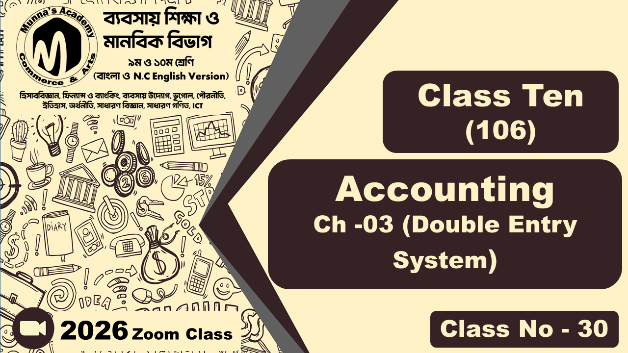 Class Ten-Commerce (N.C - 106) [Class No-30] Accounting, Ch - 03 (Double Entry System)