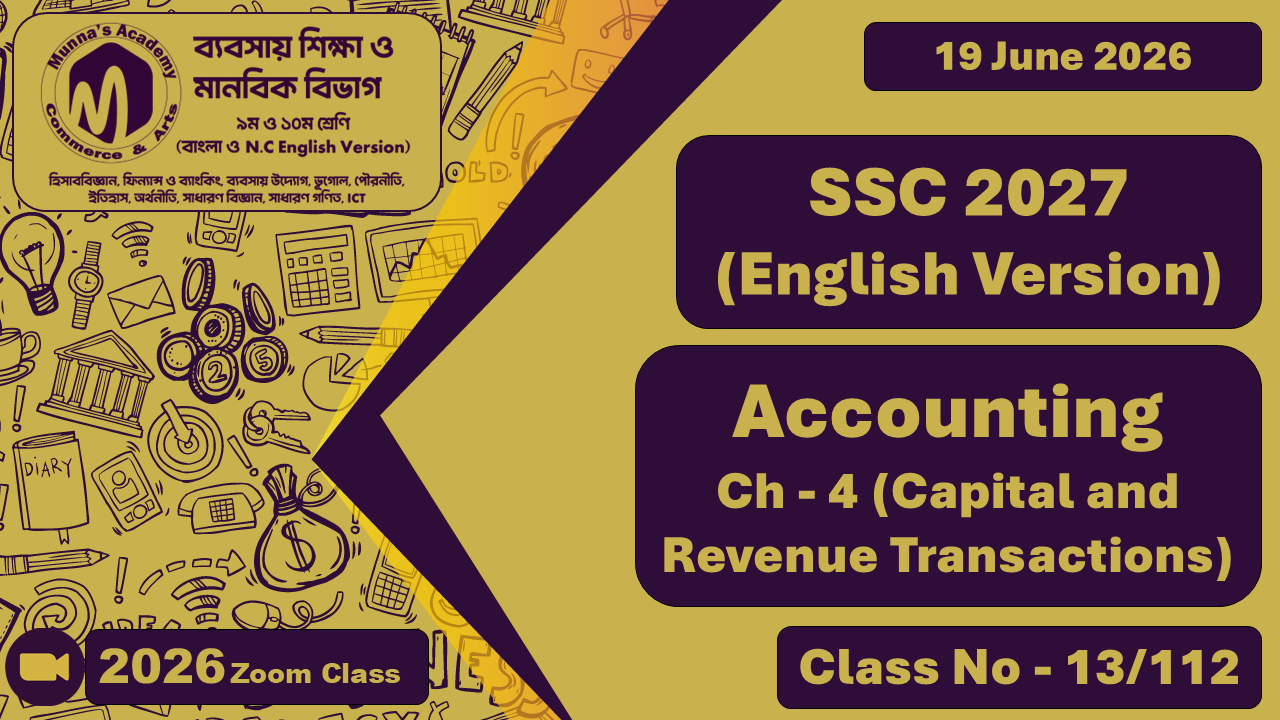 SSC 2027 - N.C Commerce [Class No - 13/112] Accounting, Ch - 4 (Capital and Revenue Transactions)